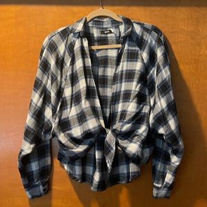 BDG Urban Outfitters Cropped Tie-front Flannel